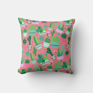 Fun Southwestern Cute Girly Pink Cactus Pattern Cushion