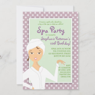 Fun Spa Girl Birthday Spa Party Invitation   Pink