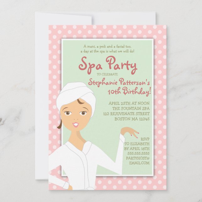 Fun Spa Girl Birthday Spa Party Invitation | Pink (Front)