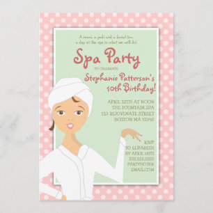 Fun Spa Girl Birthday Spa Party Invitation   Pink