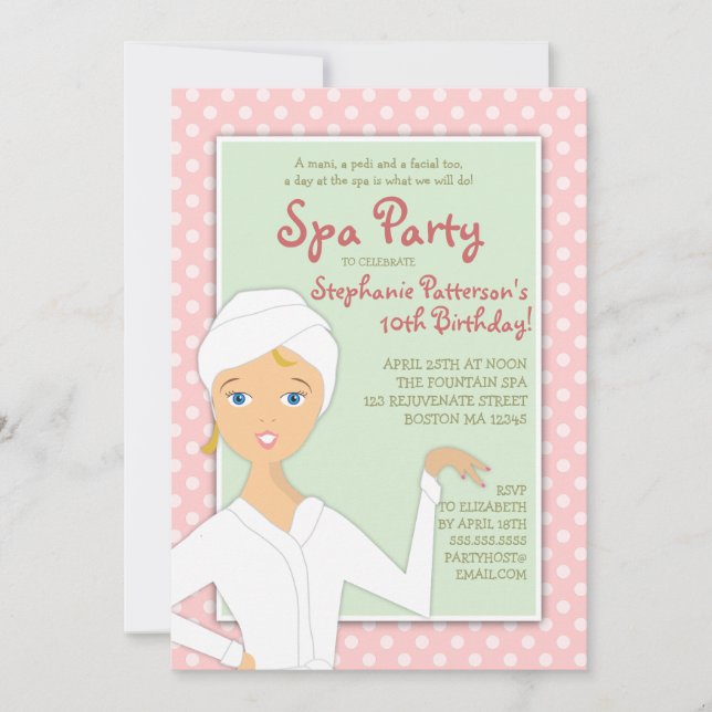 Fun Spa Girl Birthday Spa Party Invitation | Pink (Front)