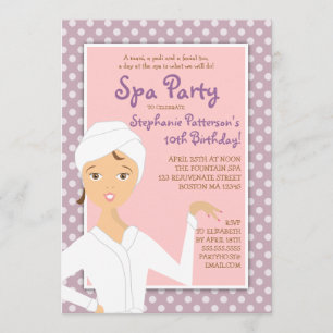Fun Spa Girl Birthday Spa Party Invitation   Pink