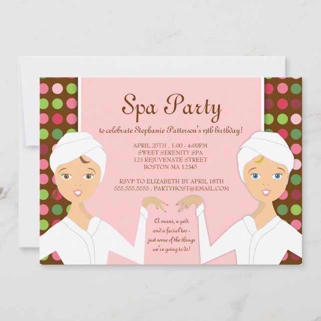 Fun Spa Girl Birthday Spa Party Invitation | Pink (Front)