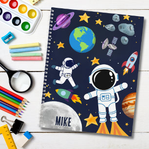 Fun Space Astronaut Planet Moon Stars,Cute Kid Notebook