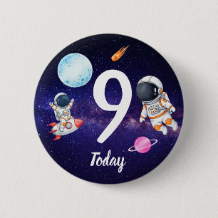 Fun Spaceman and rockets Birthday 6 Cm Round Badge