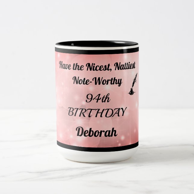 Fun Sparkly Personalised 94th Birthday Mug (Center)