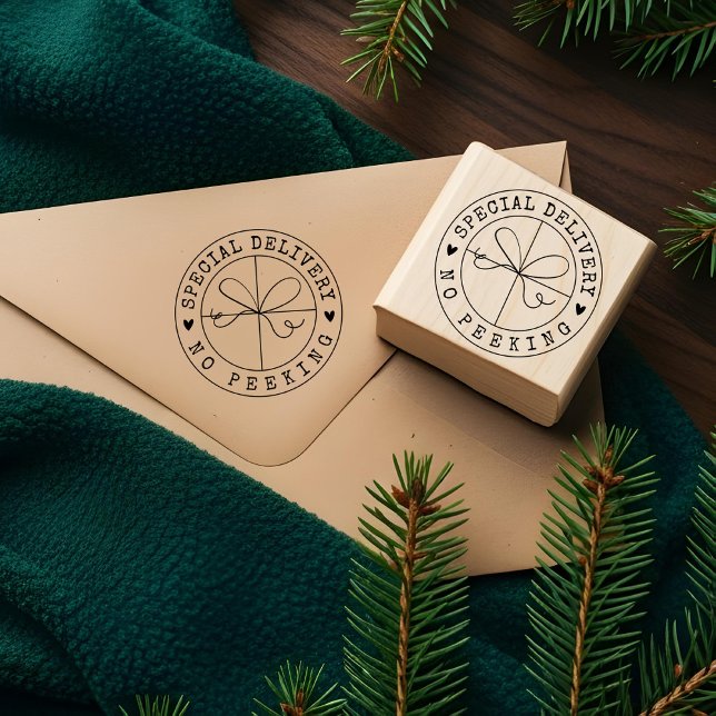 Fun Special Delivery No Peeking Kraft Paper Parcel Rubber Stamp (Fun Special Delivery No Peeking Kraft Paper Parcel Rubber Stamp)