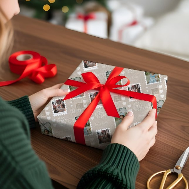 Fun Special Delivery Postage Stamps Photo Collage Wrapping Paper (Fun Special Delivery Postage Stamps Photo Collage Wrapping Paper)