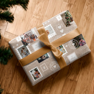 Fun Special Delivery Postage Stamps Photo Collage Wrapping Paper Sheet