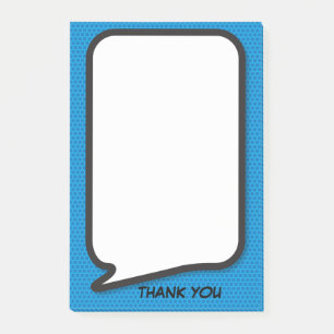 Fun Speech Bubble Personalised Thank You Blue Post-it Notes
