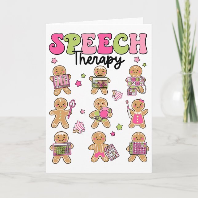 Fun Speech Therapy Gingerbread Cookies Slp Christm Card (Front)