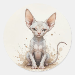Fun Sphinx Cat Kitten Pet Animal Classic Round Sticker