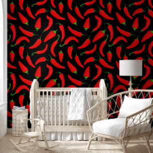 Fun Spicy Red Chilli Peppers Red Black Wallpaper