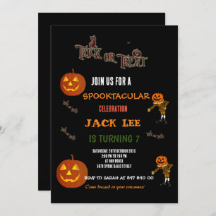 Fun Spooktacular Halloween Trick or Treat Birthday Invitation