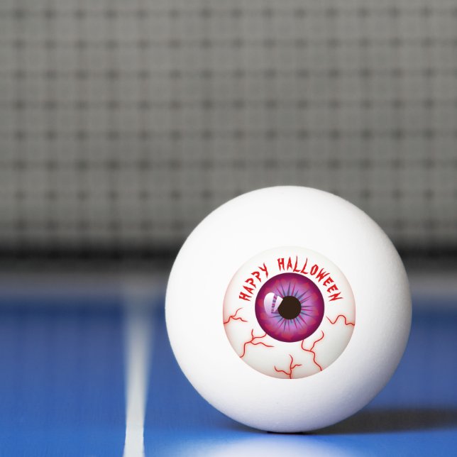 Fun Spooky Bloodshot Eyeball Happy Halloween Ping Pong Ball (Net)