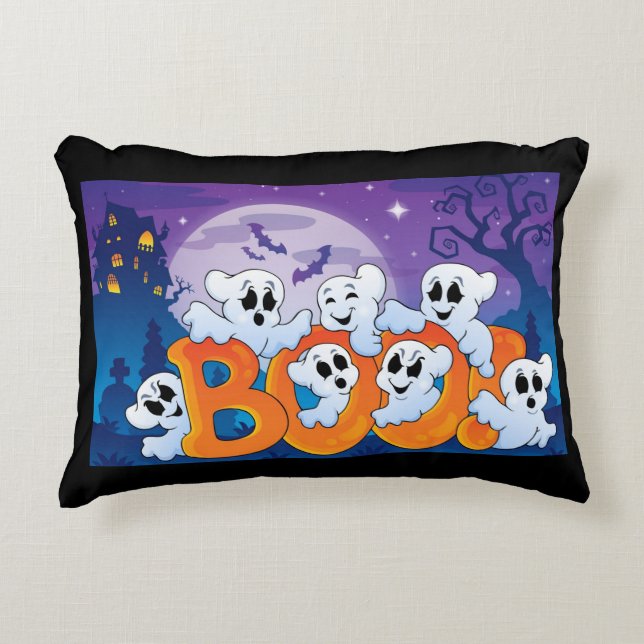 Fun Spooky Ghost Decorative Cushion (Front)