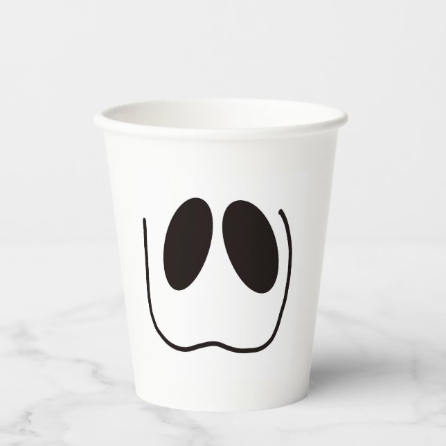 Fun, spooky, ghost face on Halloween Paper Cups (Front)