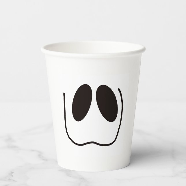 Fun, spooky, ghost face on Halloween Paper Cups (Back)