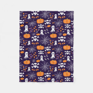 Fun Spooky Halloween Characters Fleece Blanket