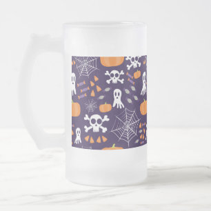 Fun Spooky Halloween Characters Frosted Glass Beer Mug