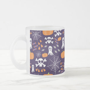 Fun Spooky Halloween Characters Frosted Glass Coffee Mug
