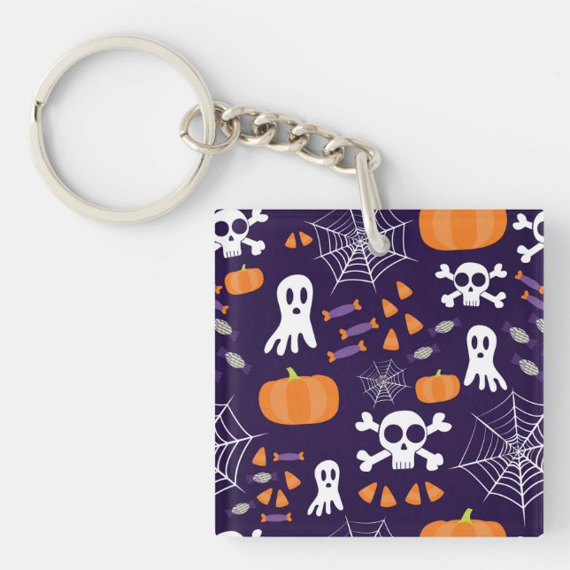 Fun Spooky Halloween Characters Key Ring (Front)