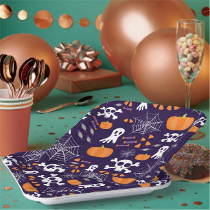 Fun Spooky Halloween Characters Paper Plate