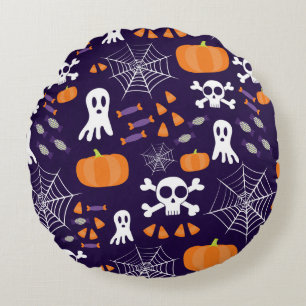 Fun Spooky Halloween Characters Round Cushion