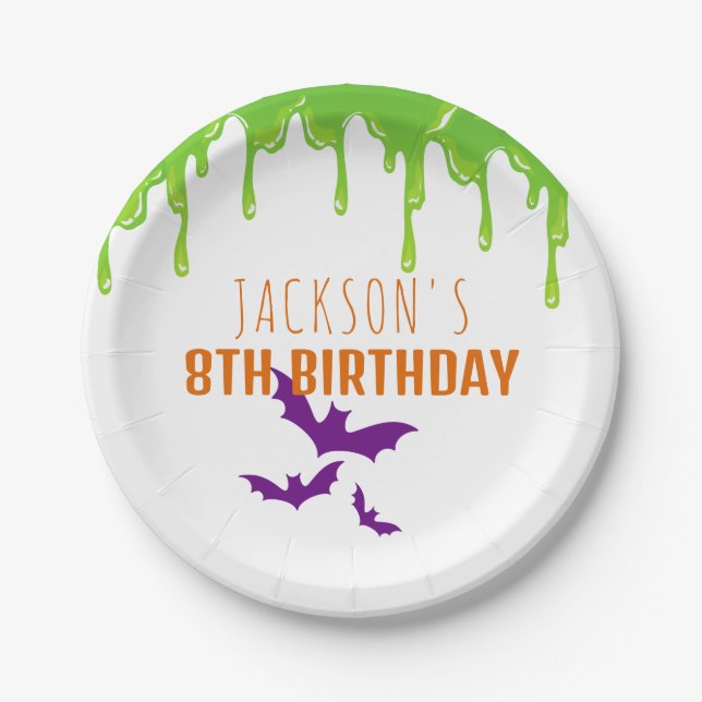 Fun Spooky Halloween Kids Birthday Party Paper Plate (Front)