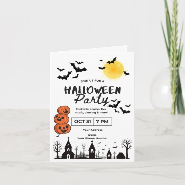 Fun & Spooky Halloween Party Invitation with Jack- (Front)