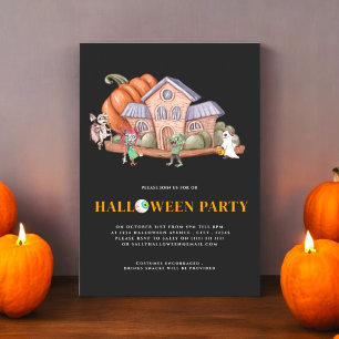 Fun spooky  house  halloween costume  party  invitation