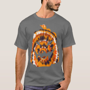 Fun Spooky Orange Tie Dye Halloween Jack O Lantern T-Shirt