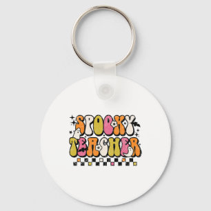 Fun Spooky Season Retro Spooky Teacher Halloween C Key Ring