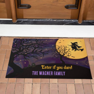 Fun Spooky Witch Moon Halloween Purple Customised  Doormat