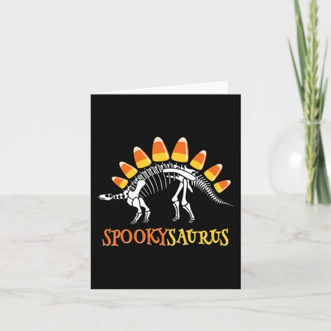 Fun Spookysaurus Candy Corn Dinosaur Halloween Tod Card (Front)