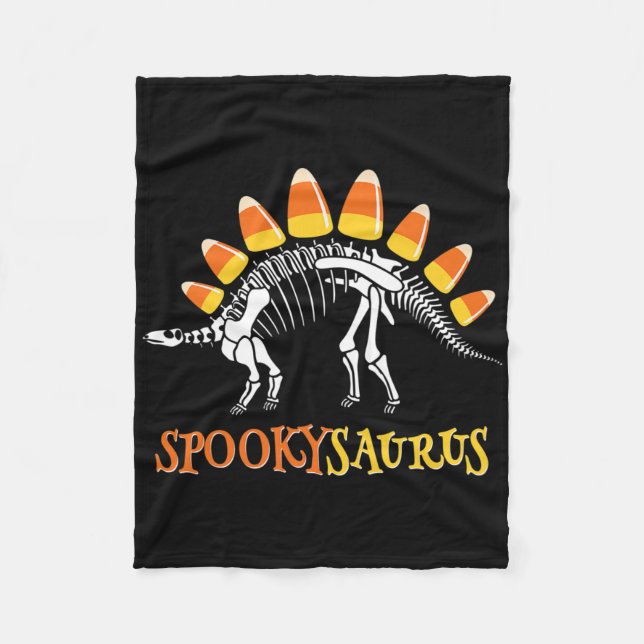 Fun Spookysaurus Candy Corn Dinosaur Halloween Tod Fleece Blanket (Front)