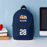 Fun Sport Fan Personalised  Printed Backpack<br><div class="desc">Fun custom design with a sports theme. Personalise it with a name or any text of your choice for a one of a kind design.</div>