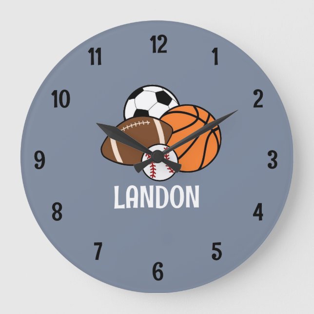 Fun sports baseball football personalised clock (Front)