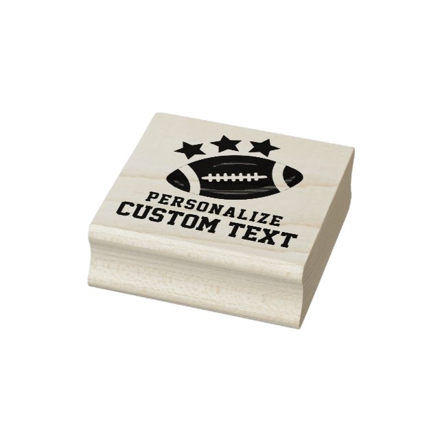 Fun Sports Football & Stars Custom Text Rubber Stamp (Stamp)
