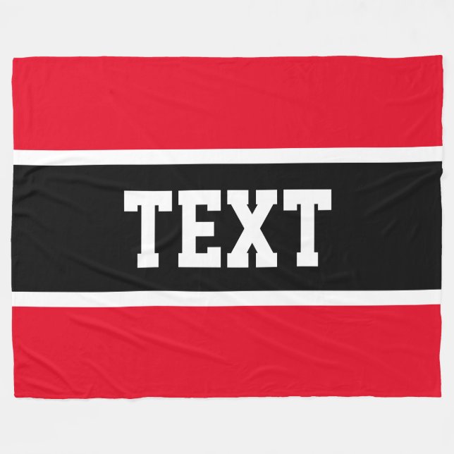 Fun Sporty Athletic Bright Red White Black Stripes Fleece Blanket (Front (Horizontal))