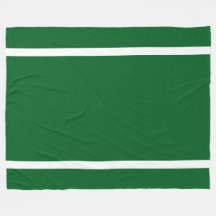 Fun Sporty Bold Green Athletic White Edge Stripes Fleece Blanket