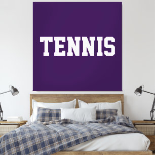 Fun Sporty Bold Purple Athletic White TENNIS Text Canvas Print