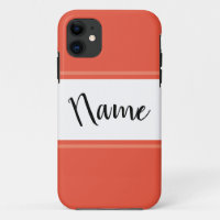 Fun Sporty Bright Orange White Racing Stripes Text