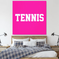 Fun Sporty Bright Pink Athletic White TENNIS Text