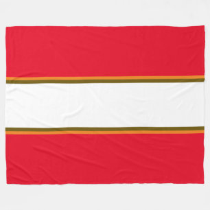 Fun Sporty Bright Red Brown White Racing Stripes Fleece Blanket