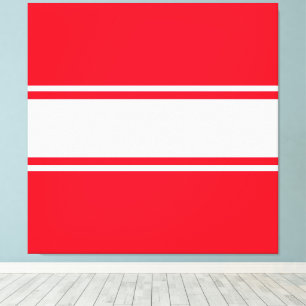 Fun Sporty Bright Red White Centre Racing Stripes Canvas Print