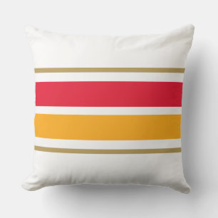 Fun Sporty Bright Red Yellow White Racing Stripes  Cushion
