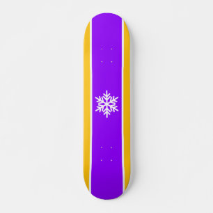 Fun Sporty Purple Orange White Stripes Snowflake Skateboard