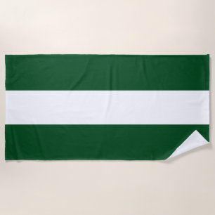 Fun Sporty Retro Wide Dark Green White Stripes Beach Towel