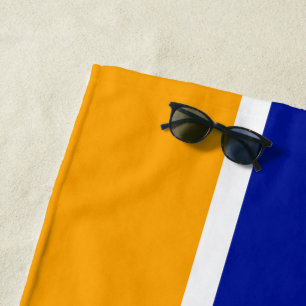 Fun Sporty Royal Blue Orange White Racing Stripes Beach Towel